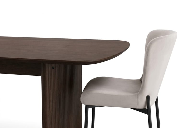 Alma spisegruppe rektangulær 220 cm røkt eik med 6 Elsie spisestoler - Røkt eik/beige - Møbler - Bord - Spisegruppe