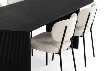 Alma spisegruppe rektangulær 220 cm svart med 6 Gemmiano spisestoler - Svartbeiset eik - Møbler - Bord - Spisegruppe