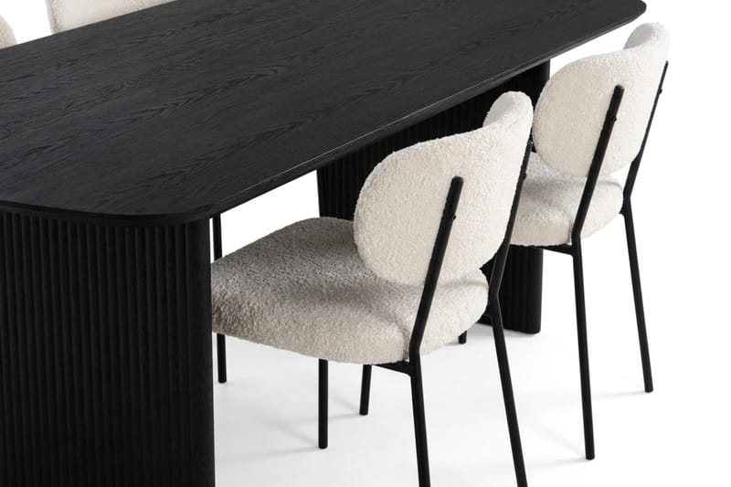 Alma spisegruppe rektangulær 220 cm svart med 6 Gemmiano spisestoler - Svartbeiset eik - Møbler - Bord - Spisegruppe