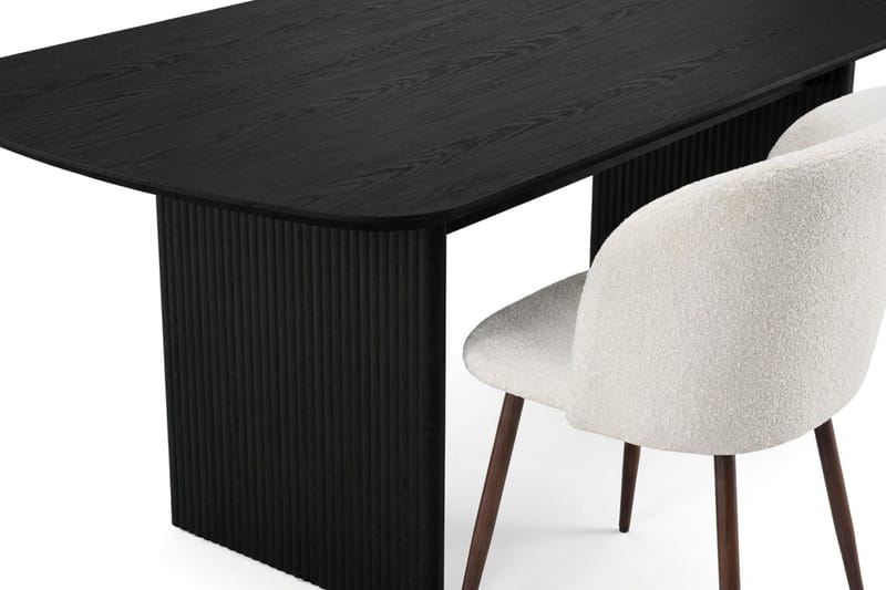 Alma spisegruppe rektangulær 220 cm svart med 6 Greya spisestoler - Svartbeiset eik - Møbler - Bord - Spisegruppe