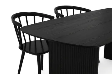 Alma spisegruppe rektangulær 220 cm svart med 6 Tyrö spisestoler - Svart - Møbler - Bord - Spisegruppe
