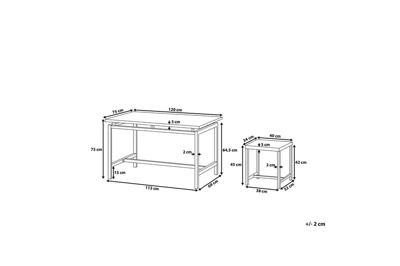 Arlington Spisegruppe 75 cm - Svart - Møbler - Bord - Spisegruppe