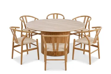 Arvo Spisegruppe rund 150 cm Eik med 6 Dastoori Spisestoler - Eik - Møbler - Bord - Spisegruppe