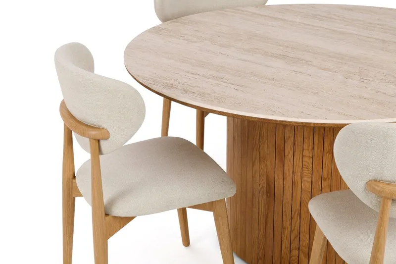 Arvo spisegruppe rund 150 cm eik med 6 Molly spisestoler - Eik - Møbler - Bord - Spisegruppe