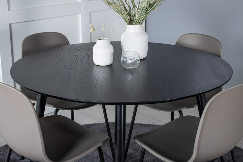 Balisa Spisegruppe 115 cm Rund inkl. 4 Kullersbro Stoler - Svart/Beige - Møbler - Bord - Spisegruppe