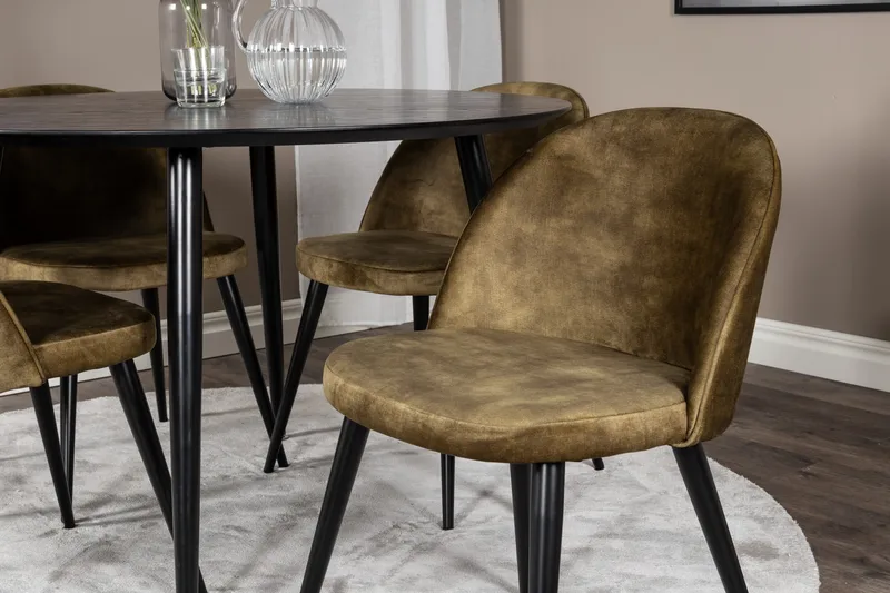 Balisa Spisegruppe 115 cm Rund inkl. 4 Sedavi Stoler - Svart/Messing - Møbler - Bord - Spisegruppe