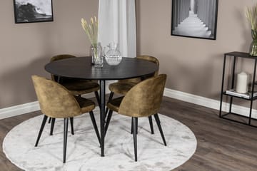 Balisa Spisegruppe 115 cm Rund inkl. 4 Sedavi Stoler - Svart/Messing - Møbler - Bord - Spisegruppe