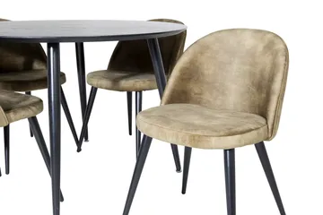 Balisa Spisegruppe 115 cm Rund inkl. 4 Sedavi Stoler - Svart/Messing - Møbler - Bord - Spisegruppe