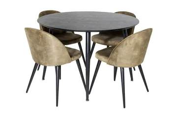 Balisa Spisegruppe 115 cm Rund inkl. 4 Sedavi Stoler - Svart/Messing - Møbler - Bord - Spisegruppe