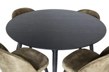 Balisa Spisegruppe 115 cm Rund inkl. 4 Sedavi Stoler - Svart/Messing - Møbler - Bord - Spisegruppe