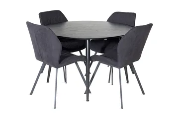 Balisa Spisegruppe 115 cm Rund inkl. 4 Sumoas Stoler - Svart - Møbler - Bord - Spisegruppe