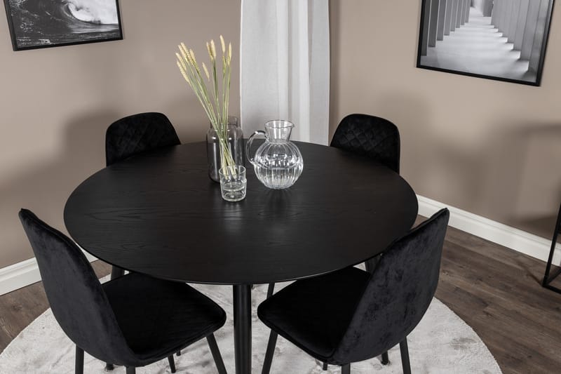 Balisa Spisegruppe 115 cm Rund inkl. 4 Ypas Stoler - Svart - Møbler - Bord - Spisegruppe