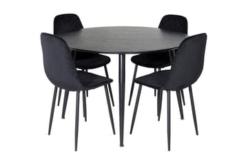 Balisa Spisegruppe 115 cm Rund inkl. 4 Ypas Stoler - Svart - Møbler - Bord - Spisegruppe