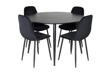 Balisa Spisegruppe 115 cm Rund inkl. 4 Ypas Stoler - Svart - Møbler - Bord - Spisegruppe