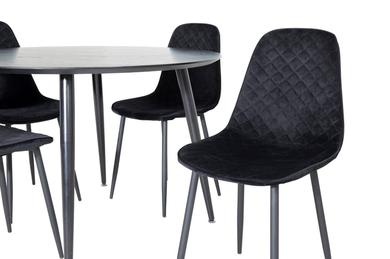 Balisa Spisegruppe 115 cm Rund inkl. 4 Ypas Stoler - Svart - Møbler - Bord - Spisegruppe