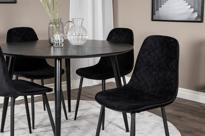 Balisa Spisegruppe 115 cm Rund inkl. 4 Ypas Stoler - Svart - Møbler - Bord - Spisegruppe