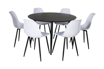 Balisa Spisegruppe 115 cm Rund inkl. 6 Ypas Stoler - Svart/Hvit - Møbler - Bord - Spisegruppe