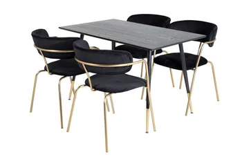 Balisa Spisegruppe 120 cm inkl. 4 Arcarazo Lenestoler - Svart/Messing - Møbler - Bord - Spisegruppe