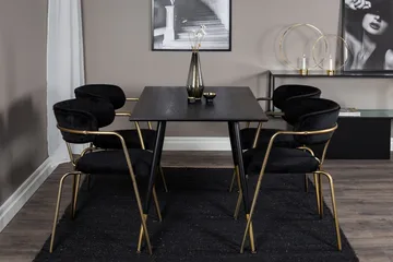 Balisa Spisegruppe 120 cm inkl. 4 Arcarazo Lenestoler - Svart/Messing - Møbler - Bord - Spisegruppe