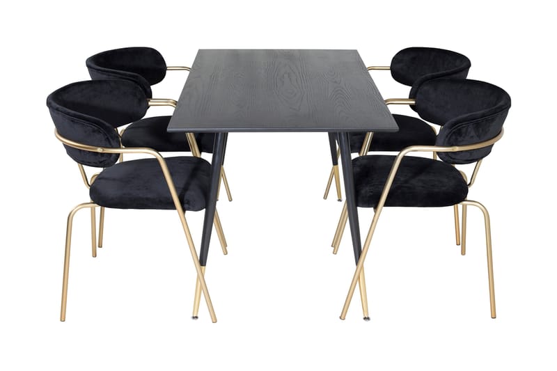 Balisa Spisegruppe 120 cm inkl. 4 Arcarazo Lenestoler - Svart/Messing - Møbler - Bord - Spisegruppe