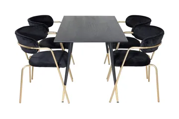 Balisa Spisegruppe 120 cm inkl. 4 Arcarazo Lenestoler - Svart/Messing - Møbler - Bord - Spisegruppe