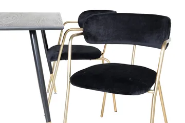 Balisa Spisegruppe 120 cm inkl. 4 Arcarazo Lenestoler - Svart/Messing - Møbler - Bord - Spisegruppe
