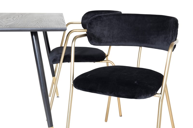 Balisa Spisegruppe 120 cm inkl. 4 Arcarazo Lenestoler - Svart/Messing - Møbler - Bord - Spisegruppe