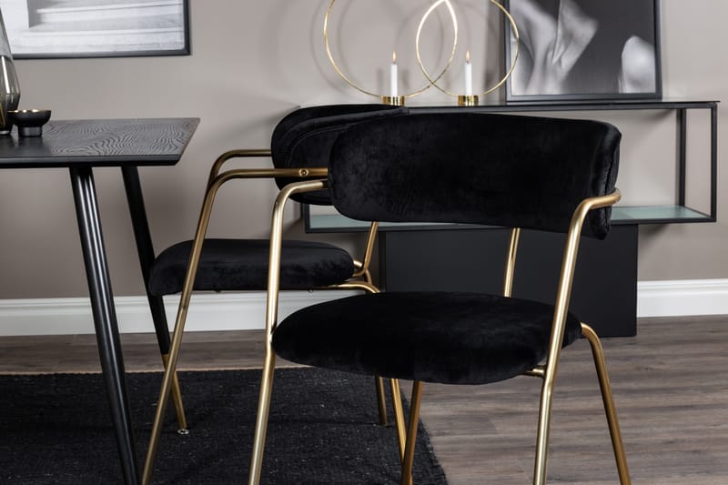 Balisa Spisegruppe 120 cm inkl. 4 Arcarazo Lenestoler - Svart/Messing - Møbler - Bord - Spisegruppe