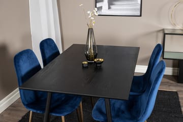 Balisa Spisegruppe 120 cm inkl. 4 Valeri Fløyelsstoler - Svart/Blå/Messing - Møbler - Bord - Spisegruppe