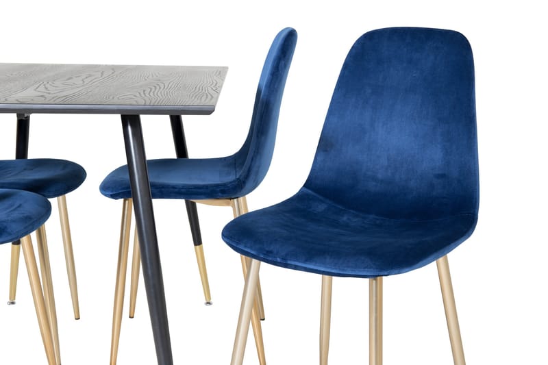 Balisa Spisegruppe 120 cm inkl. 4 Valeri Fløyelsstoler - Svart/Blå/Messing - Møbler - Bord - Spisegruppe