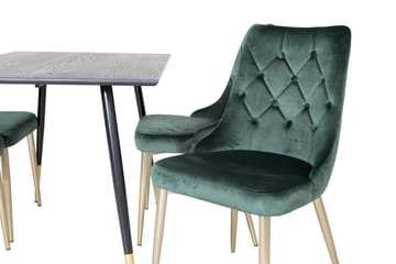 Balisa Spisegruppe 120 cm inkl. 4 Valerie Lyx Fløyelsstoler - Svart/Mørkegrønn/Gull - Møbler - Bord - Spisegruppe