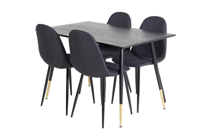 Balisa Spisegruppe 120 cm inkl. 4 Ypas Stoler, Svart