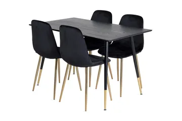 Balisa Spisegruppe 120 cm inkl. 4 Pontus Fløyelsstoler - Svart/Messing - Møbler - Bord - Spisegruppe