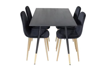 Balisa Spisegruppe 120 cm inkl. 4 Pontus Fløyelsstoler - Svart/Messing - Møbler - Bord - Spisegruppe