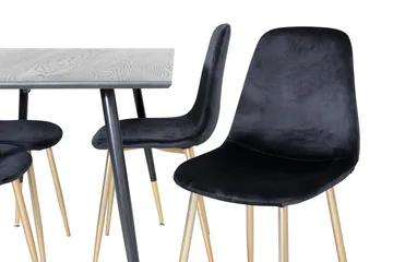 Balisa Spisegruppe 120 cm inkl. 4 Pontus Fløyelsstoler - Svart/Messing - Møbler - Bord - Spisegruppe