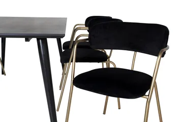 Balisa Spisegruppe 180 cm inkl. 6 Arcarazo Lenestoler - Svart/Messing - Møbler - Bord - Spisegruppe