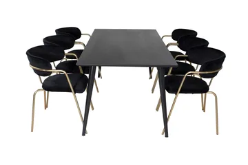Balisa Spisegruppe 180 cm inkl. 6 Arcarazo Lenestoler - Svart/Messing - Møbler - Bord - Spisegruppe