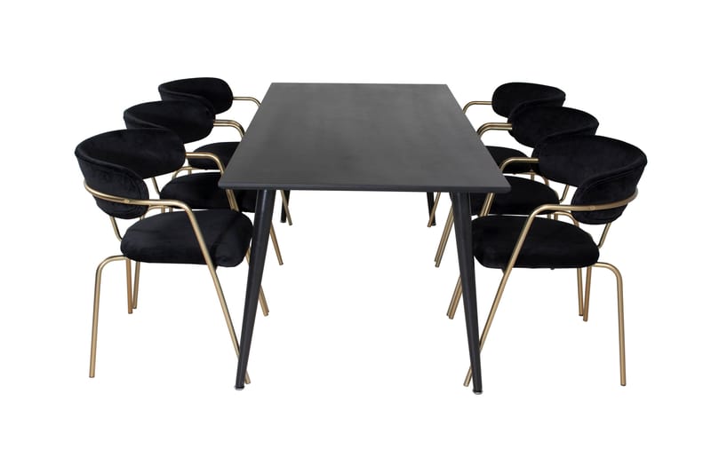 Balisa Spisegruppe 180 cm inkl. 6 Arcarazo Lenestoler - Svart/Messing - Møbler - Bord - Spisegruppe