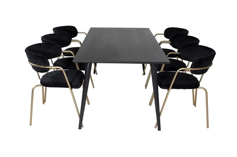 Balisa Spisegruppe 180 cm inkl. 6 Arcarazo Lenestoler - Svart/Messing - Møbler - Bord - Spisegruppe