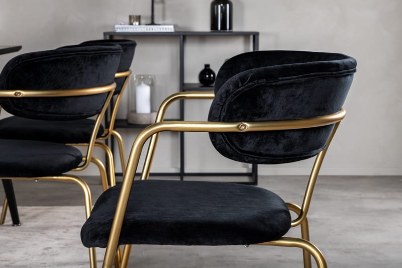 Balisa Spisegruppe 180 cm inkl. 6 Arcarazo Lenestoler - Svart/Messing - Møbler - Bord - Spisegruppe