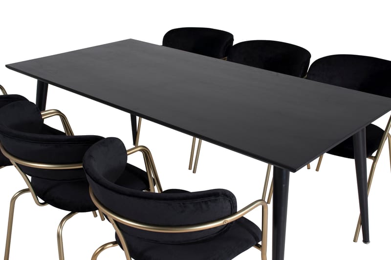 Balisa Spisegruppe 180 cm inkl. 6 Arcarazo Lenestoler - Svart/Messing - Møbler - Bord - Spisegruppe