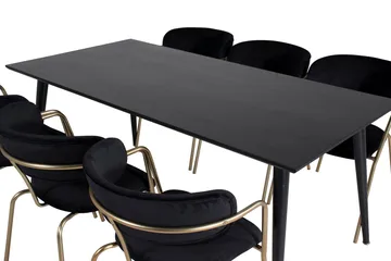 Balisa Spisegruppe 180 cm inkl. 6 Arcarazo Lenestoler - Svart/Messing - Møbler - Bord - Spisegruppe