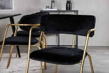 Balisa Spisegruppe 180 cm inkl. 6 Arcarazo Lenestoler - Svart/Messing - Møbler - Bord - Spisegruppe