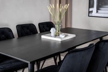 Balisa Spisegruppe 180 cm inkl. 6 Valera Lyx Stoler - Fløyel/Svart - Møbler - Bord - Spisegruppe
