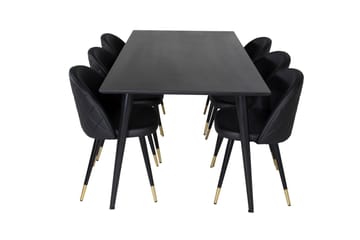 Balisa Spisegruppe 180 cm inkl. 6 Valera Stoler - Svart/Messing - Møbler - Bord - Spisegruppe