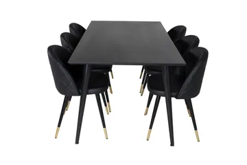 Balisa Spisegruppe 180 cm inkl. 6 Valera Stoler - Svart/Messing - Møbler - Bord - Spisegruppe