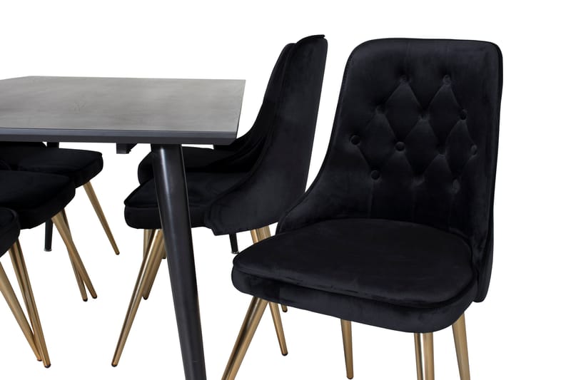 Balisa Spisegruppe 180 cm inkl. 6 Valerie Lyx Stoler - Fløyel/Svart/Gull - Møbler - Bord - Spisegruppe