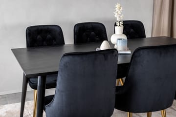 Balisa Spisegruppe 180 cm inkl. 6 Valerie Lyx Stoler - Fløyel/Svart/Gull - Møbler - Bord - Spisegruppe