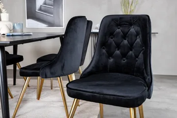 Balisa Spisegruppe 180 cm inkl. 6 Valerie Lyx Stoler - Fløyel/Svart/Gull - Møbler - Bord - Spisegruppe