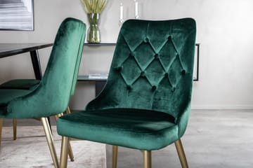 Balisa Spisegruppe 180 cm inkl. 6 Valerie Lyx Stoler - Fløyel/Svart/Mørkegrønn/Gull - Møbler - Bord - Spisegruppe